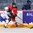 ST. CATHARINES, CANADA - JANUARY 14: France's Elona Allenbach #13 challenges Switzerland's Jessica Schlegel #21 during relegation round action at the 2016 IIHF Ice Hockey U18 Women's World Championship. (Photo by Francois Laplante/HHOF-IIHF Images)

